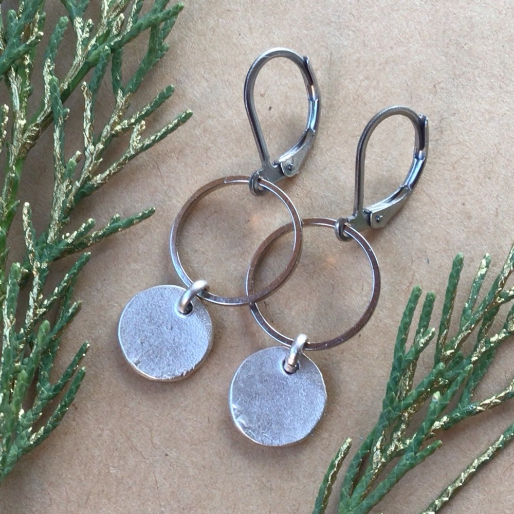 Handcrafted Sundance Charm silver circle Earrings